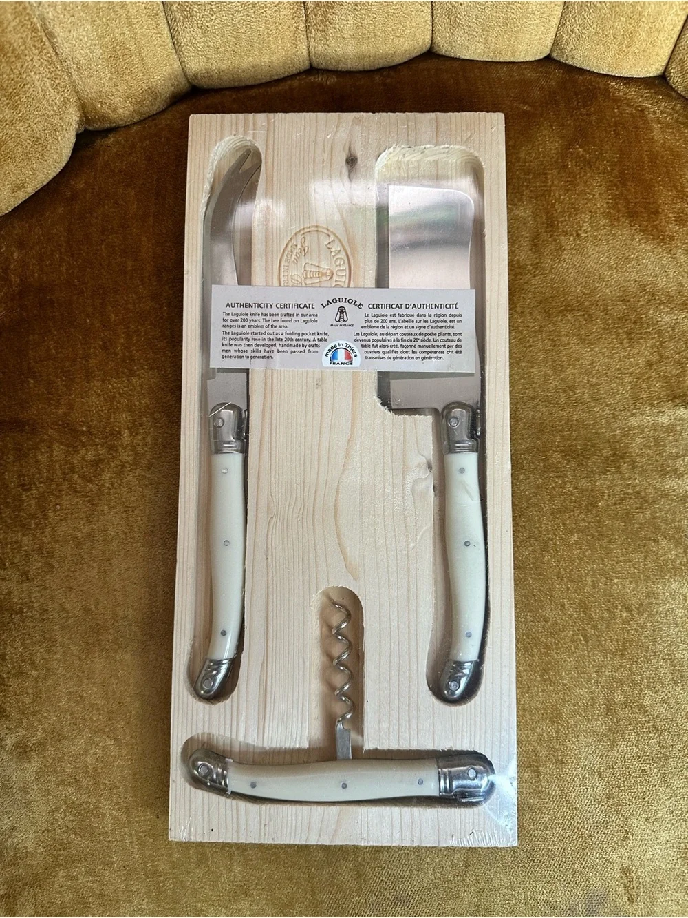 New Laguiole 3 Piece Wine & Cheese Knife Service Set Made in France